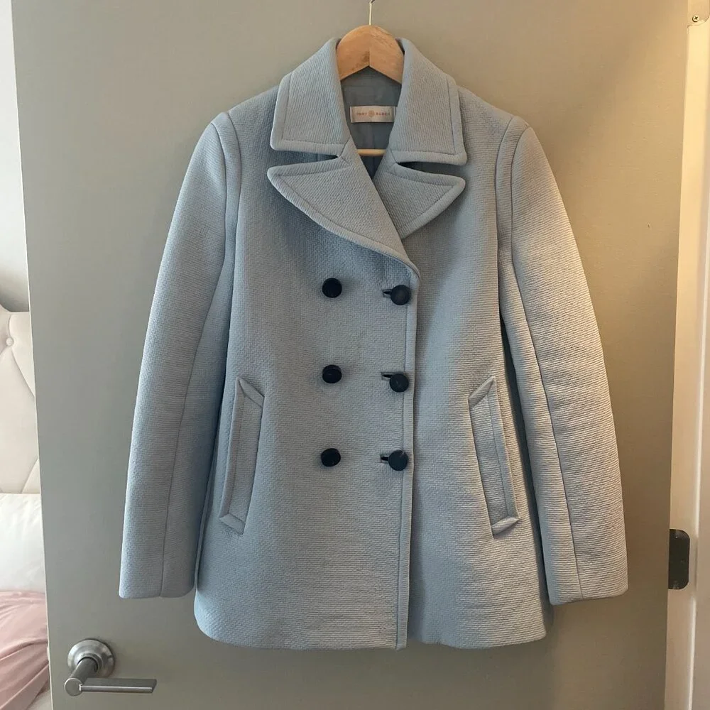 EUC Tory Burch Bonded Chiffon Texture Peacoat Light Blue Size 0